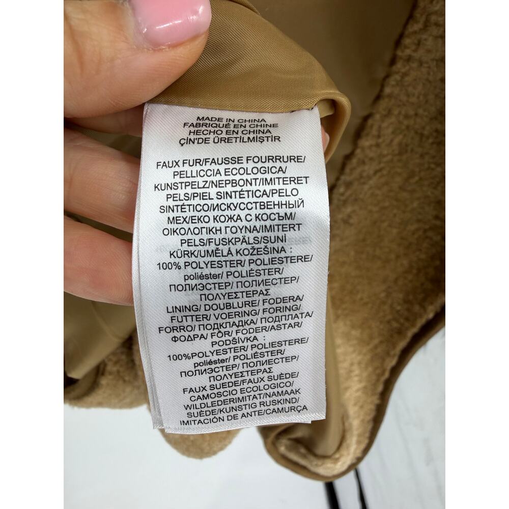 Ralph Lauren Womens Sherpa Coat Size XL Camel Shawl Collar Pockets Old Money - Picture 6 of 11